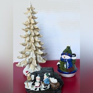 Christmas! Holliday  3 piece Table top display, unique 9.5 inch Christmas Tree +